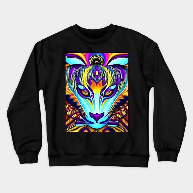 Kosmic Kitty (22) - Trippy Psychedelic Cat Crewneck Sweatshirt by TheThirdEye